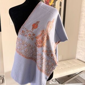 Blue and Orange Paisley Shawl/stole